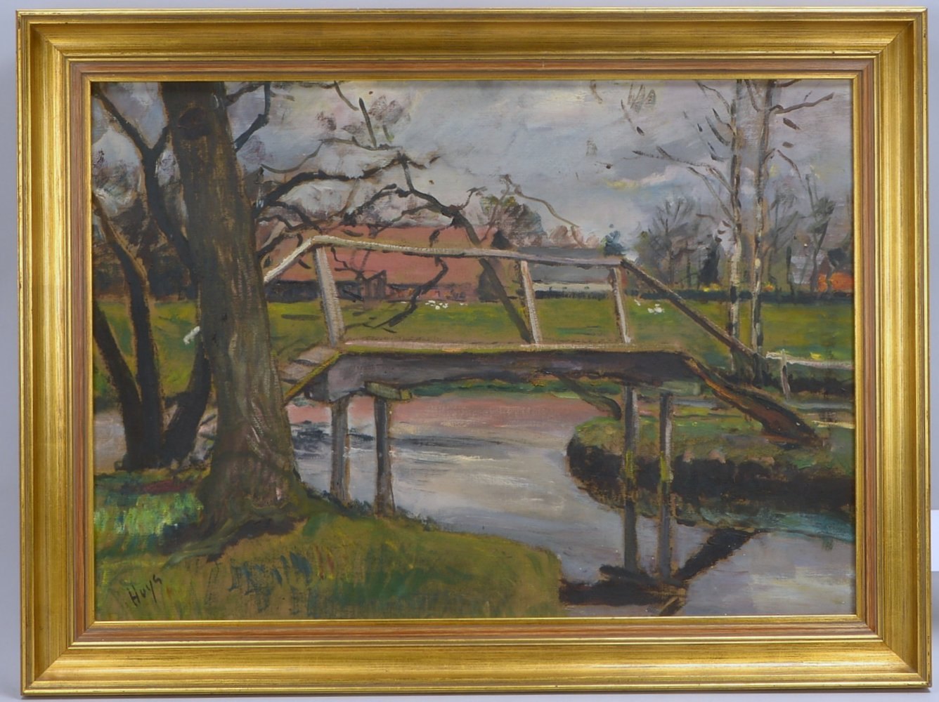 Huys, Bernhard, 'Kanalbrücke', Öl/Mk, sign., verso ortsbez.; Rahmenmaße 60 x 80 cm