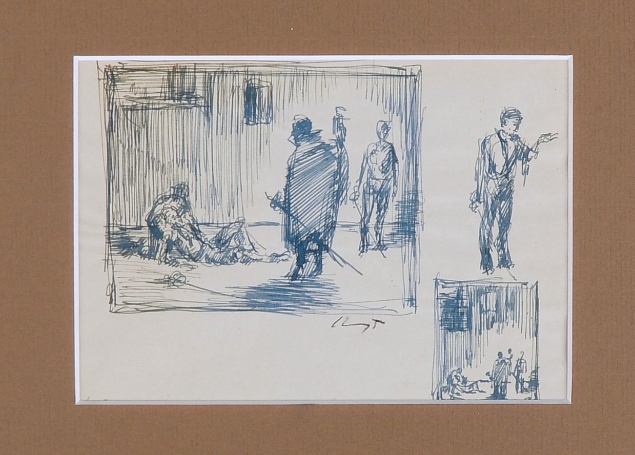 Slevogt, F.T. Max, 'Sieger - Fechter', Federzeichnung (Illustr.), handsign., unter PP