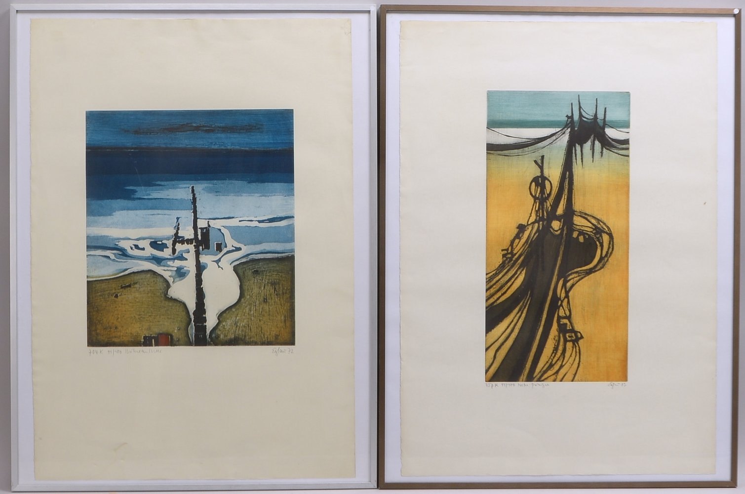 Eglau, Otto, 2 Farbrad., numm., sign./bez., hinter Glas; Rahmenmaße jeweils 81 x 61 cm