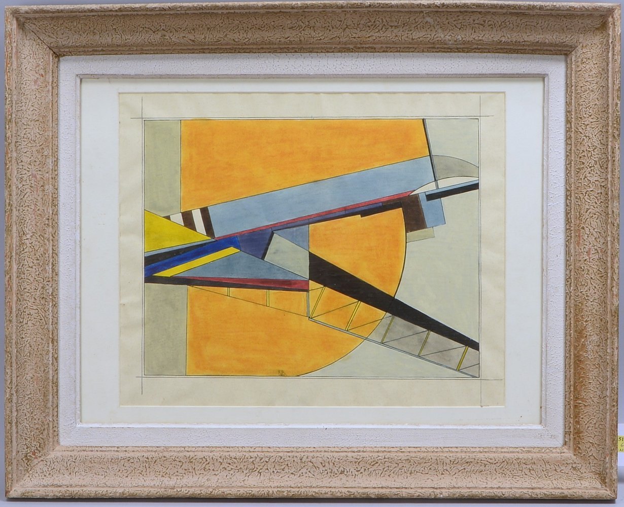 Vjalov, K. (zugeschr.), 'Bühnenbild-Entwurf', Gouache/Bleistift auf Papier, monogr.