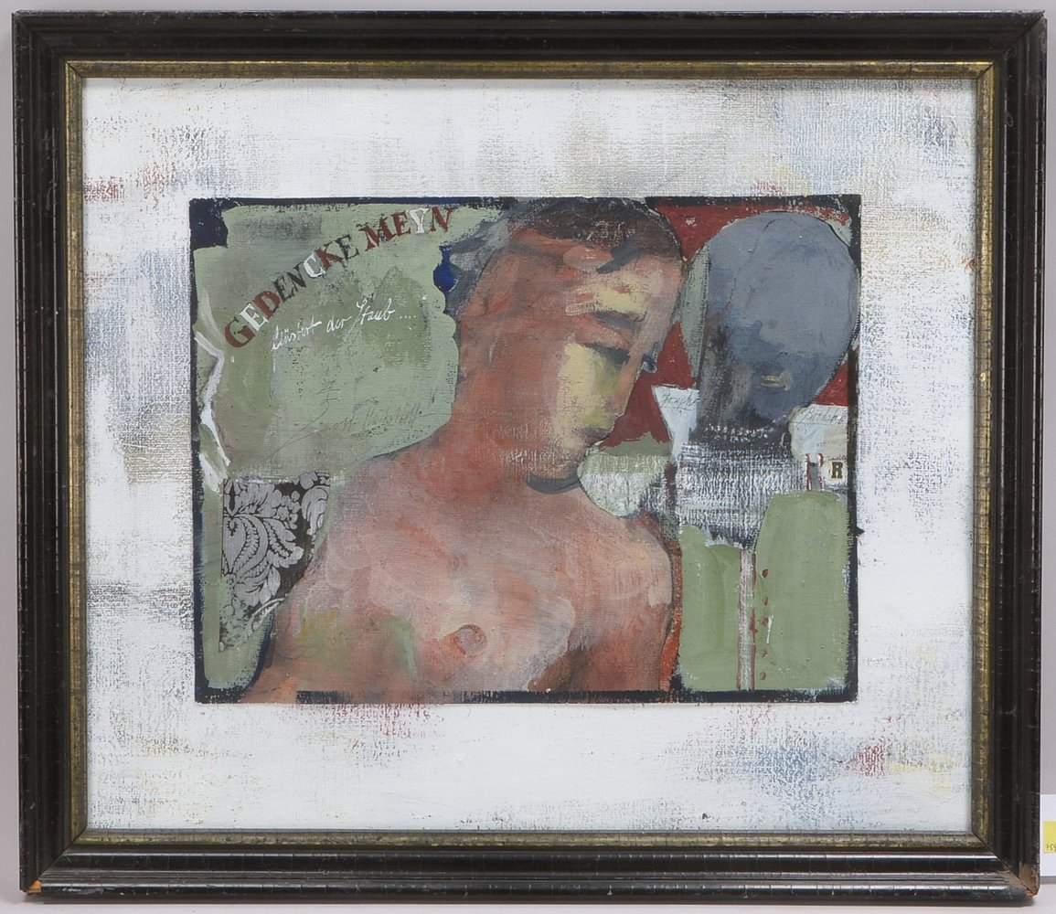 Brodsky, Joseph, 'Gedencken Meyn, flüstert der Staub...', Collage, sign., hinter Glas