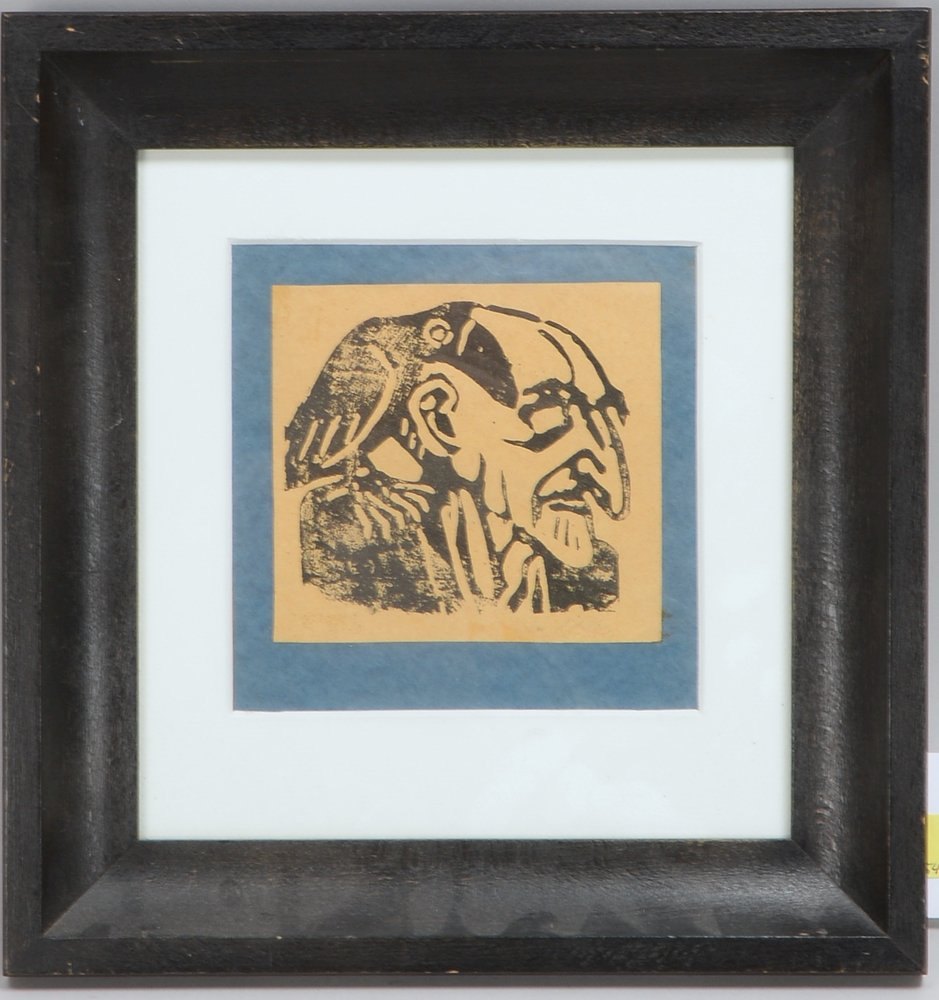Rohlfs, C., 'Hexe und Rabe', Linolschn., sign., hinter Glas; Rahmenmaße 31 x 30 cm