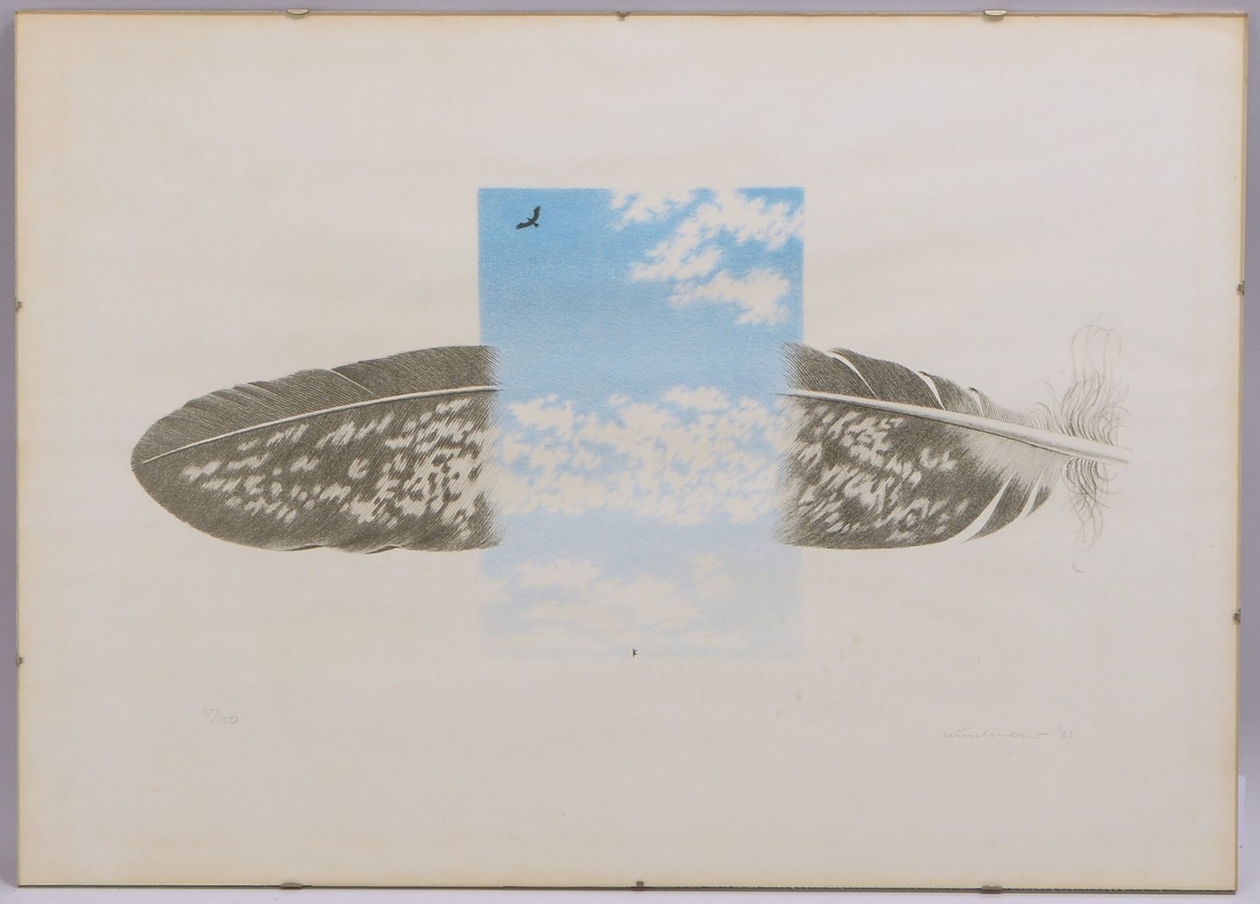 Kuschnerus, Sigurd, 'Federkompos.', Farblithografie, Aufl. '15/150', sign./dat. (19)'81'