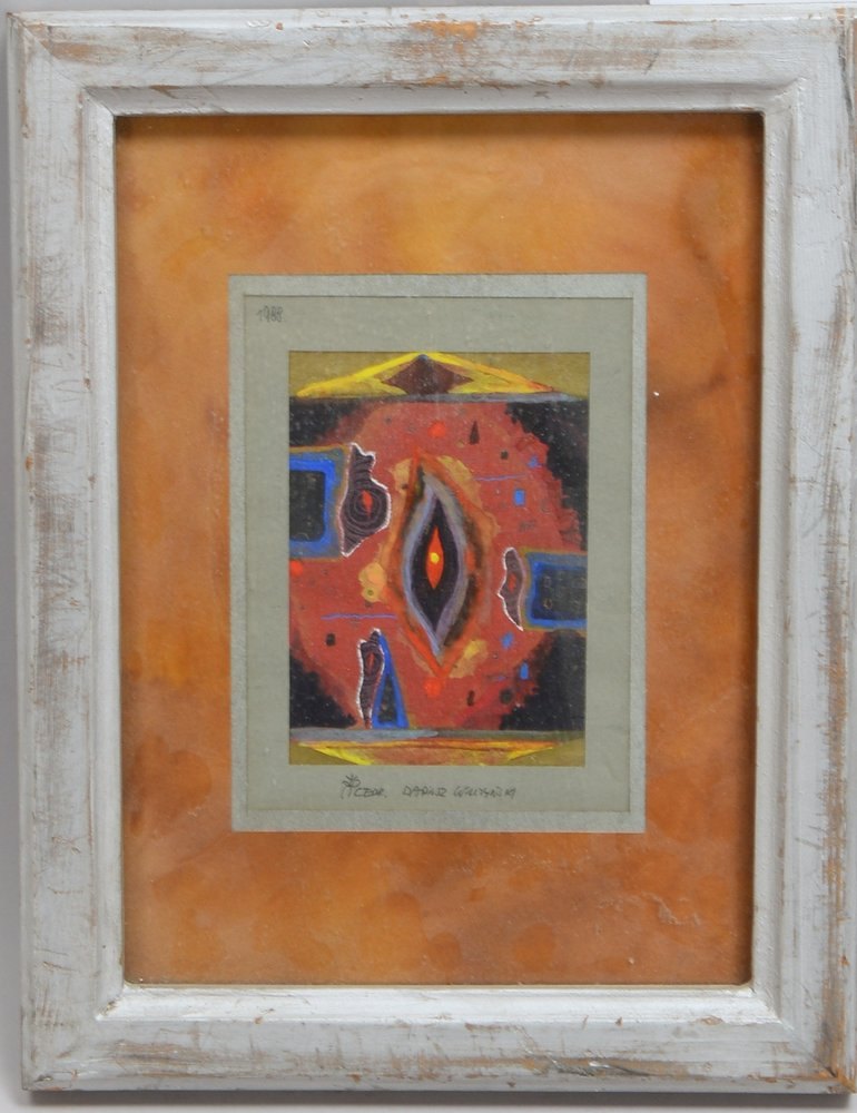 Wilczynski, D., 'Surreale Komposition', Gouache, sign./dat. '1988'; Rahmenmaße 28 x 22 cm