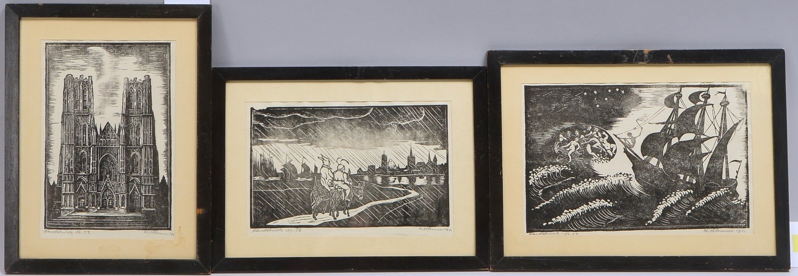 Klemm, Walther, 3x Holzschnitte, 'Ulenspiegel' (1911), sign., bez. 'Handdruck 52'