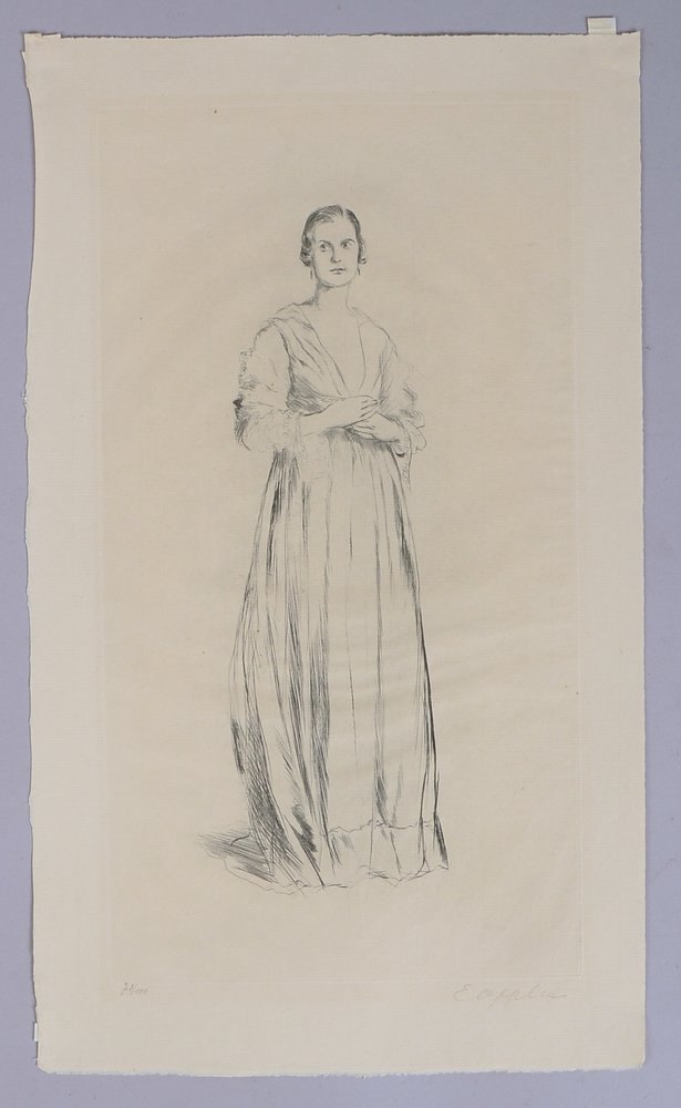 Oppler, Ernst, 'Sängerin Lydia Andrussova', Radierung, limit. Aufl., sign.; Blattmaße ca. 41 x 24,5