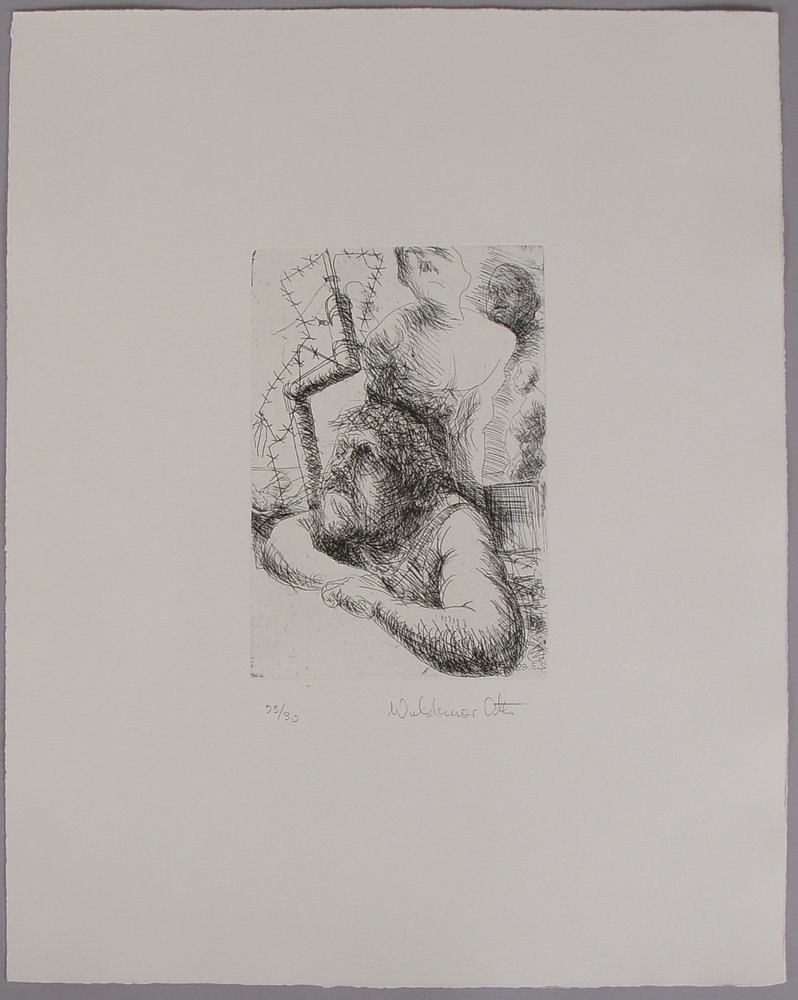 Otto, Waldemar, 'Selbstbildnis.../5', Radierung/Hahnemühle (1989), limit. Aufl., sign.