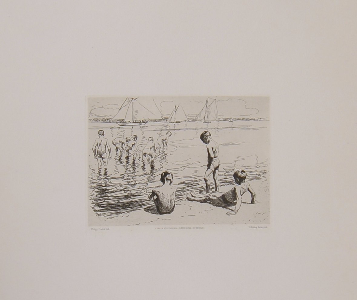 Franck, P., 'Badende Kinder', Radierung, Aufl. unbek., typogr. bez.; Blattmaße ca. 63 x 45 cm