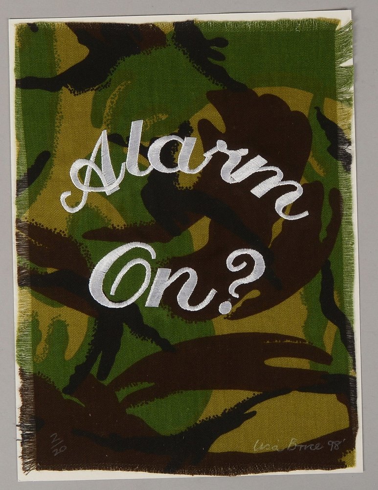 Brice, Lisa, Collage/Stickerei auf Stoff/Karton, Aufl. 20 Unikate, numm., sign./dat. '1998'