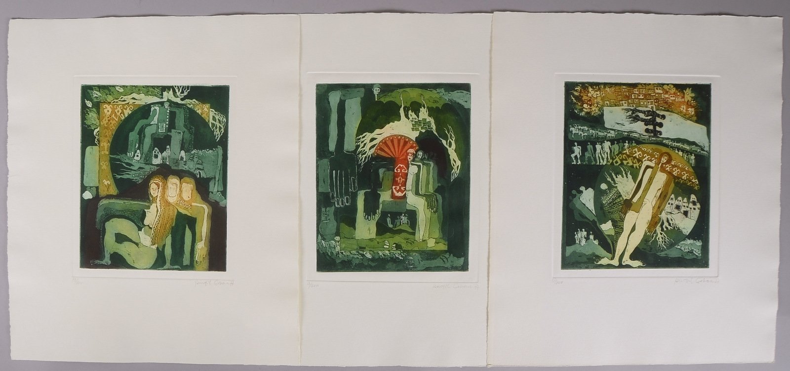 Coban, Ismail, 3x Radierungen, limit. Aufl., sign./dat. '1977'; Blattmaße jew. 47 x 40 cm