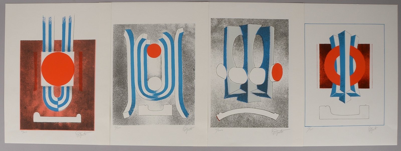 Ogata, Yoshin, Künstlermappe, 4x Farbserigr., limit. Aufl., sign./dat.; Blattmaße 50 x 38 cm