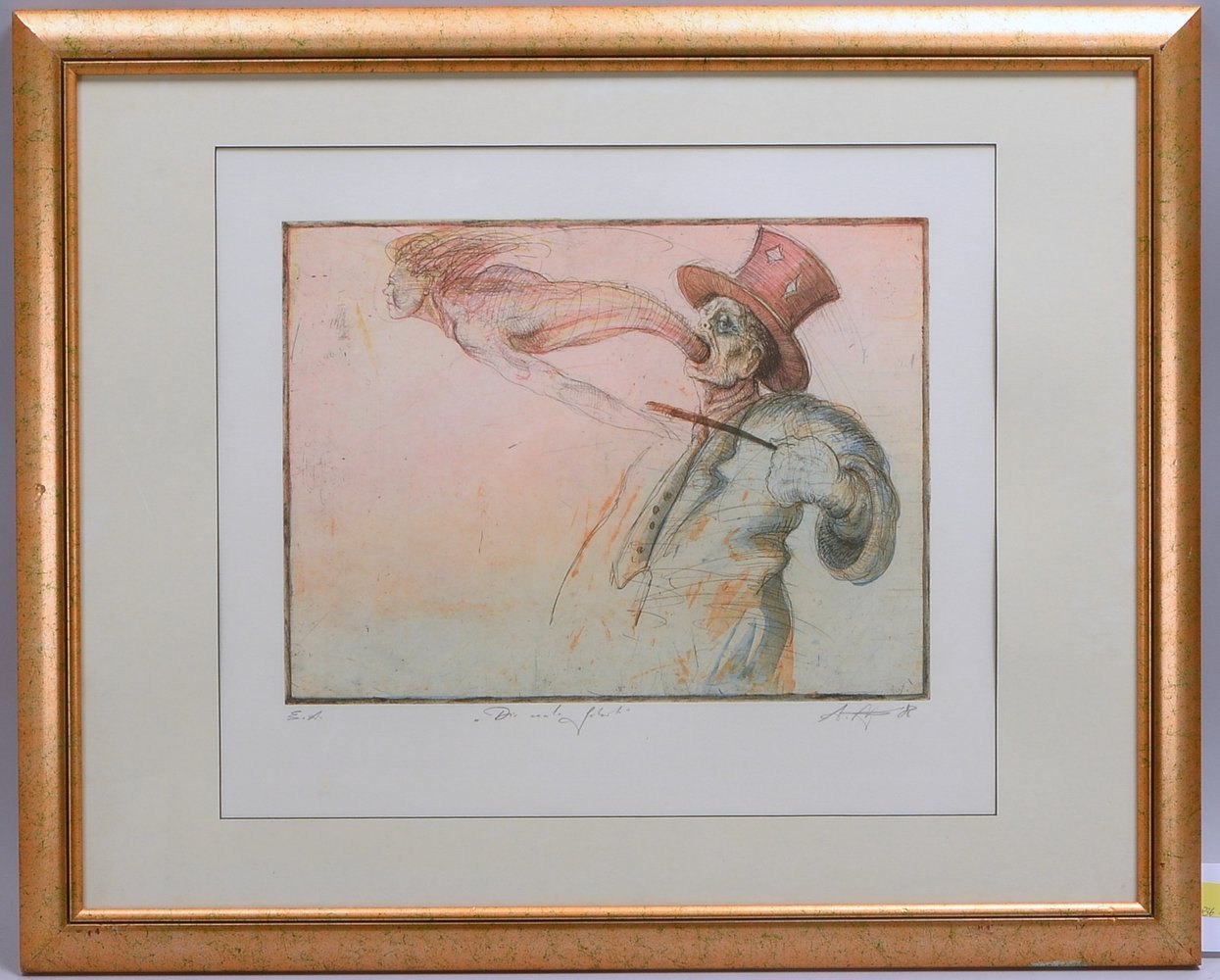 Noßmann, Andreas, 'Die erste Geburt', Farbrad., sign./dat., bet.; Rahmenmaße 59 x 73 cm