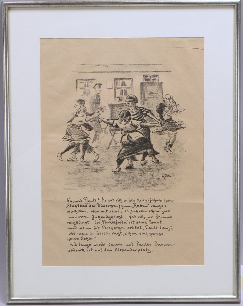 Zille, H., 'Tanz nach der Drehorgel', Lithogr., i.d. Platte sign./dat. '1919', hinter Glas
