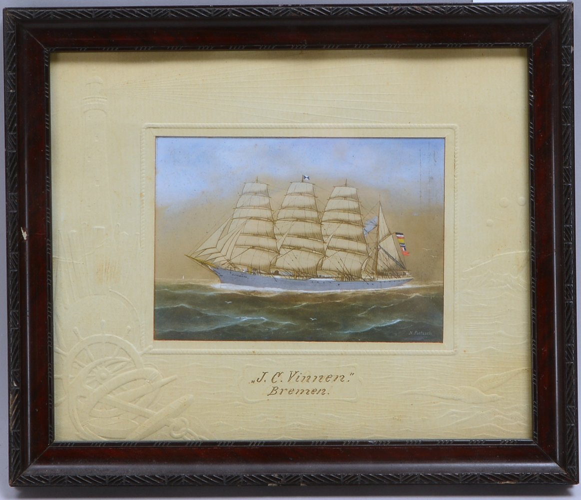 Poetzsch, N., Kapitänsbild, 'J.C. Vinnen', Öl/Lw, sig,, hinter Glas; Rahmenmaße 28 x 33 cm