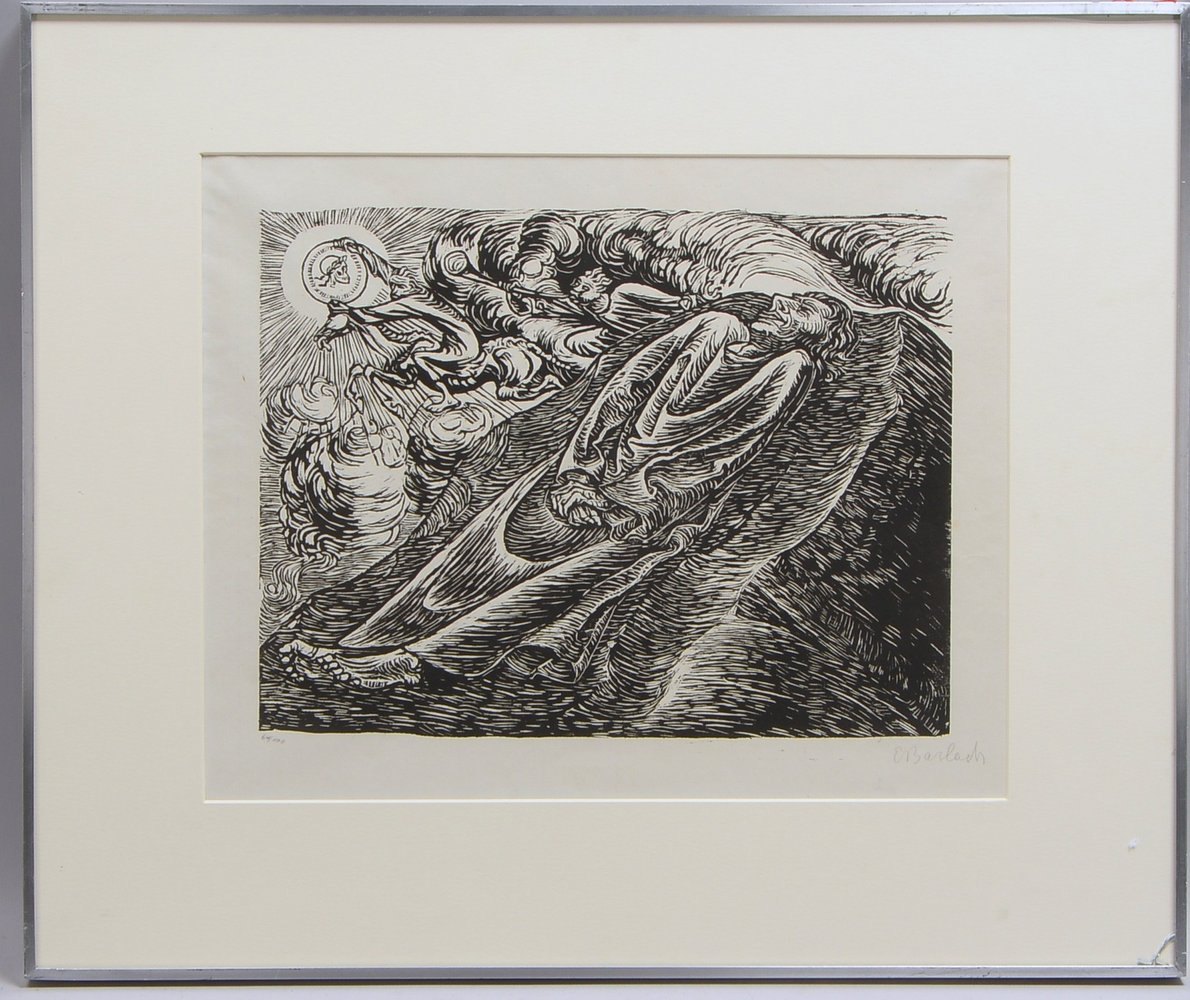 Barlach, Ernst, 'Mars Imperator', Holzschn./Bütten, '64/100', bleisign., hinter Glas