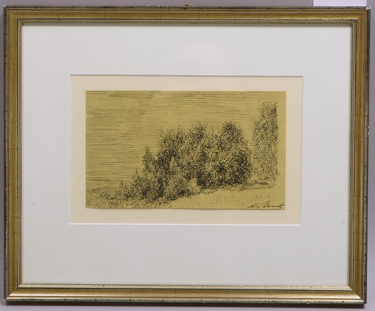 Slevogt, Max, 'Landschaft', Federzeichnung, unten re. sign.; Rahmenmaße 31 x 38 cm