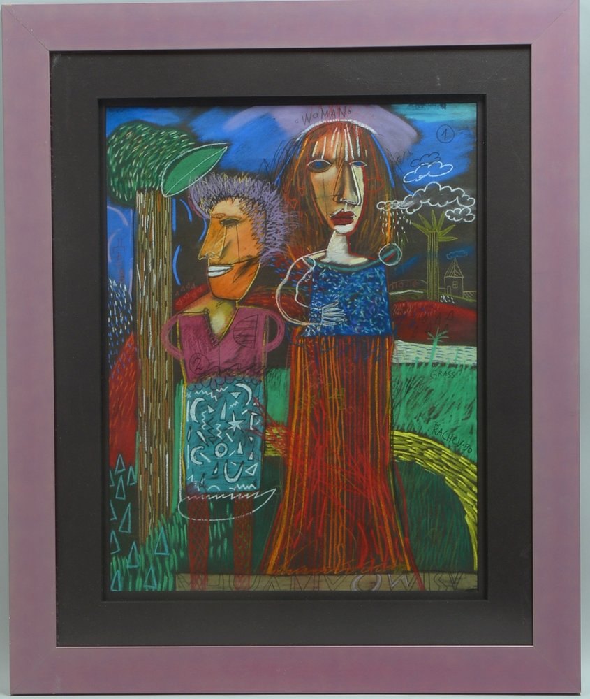 Rachev, Rumen, 'Paar', Pastell, sign./dat., unter PP hinter Glas; Rahmenmaße 88 x 73 cm