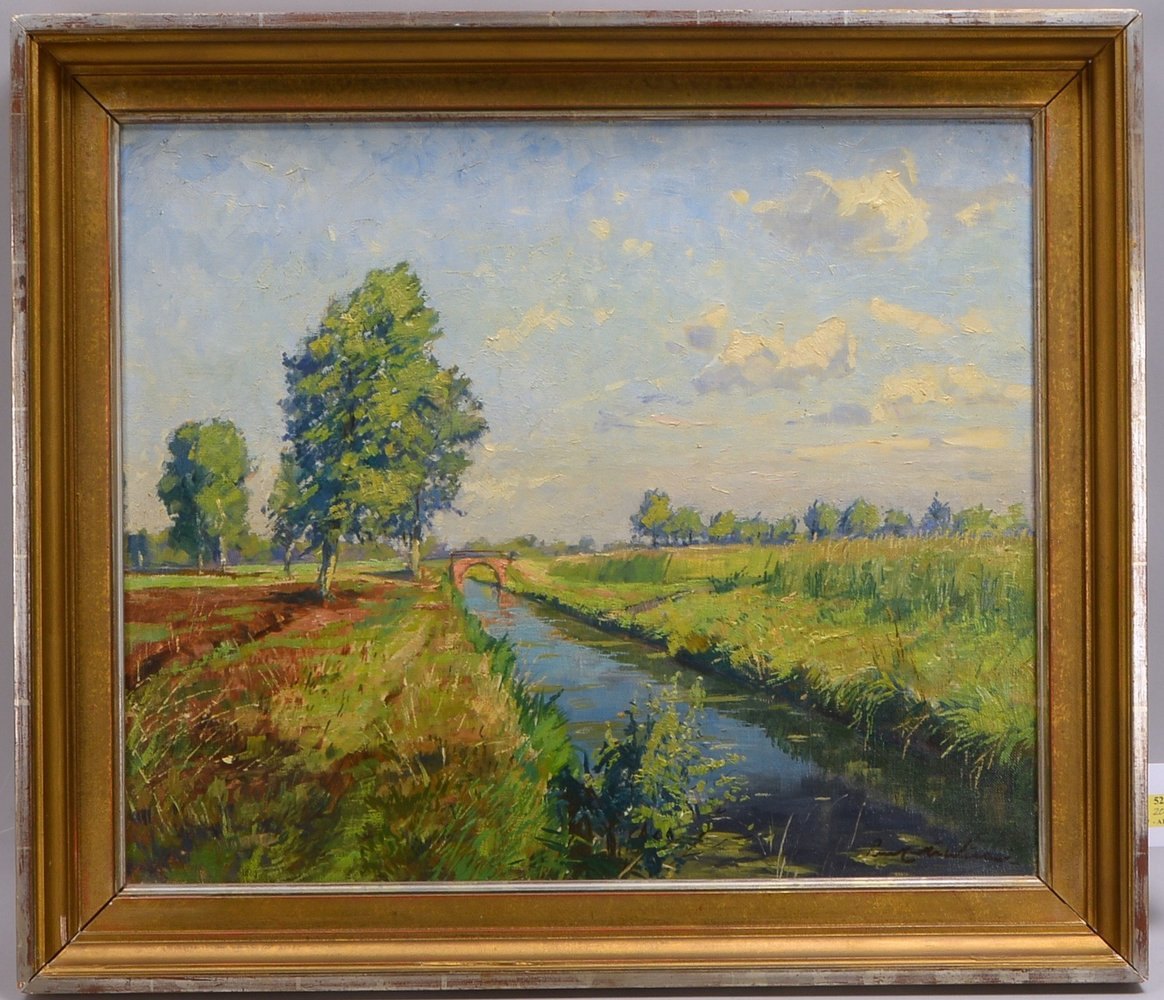 Wilke, P.E., 'Frühling am Moorgraben', Öl/Lw, unten re. sign, verso bet./sign., dat. '1939'
