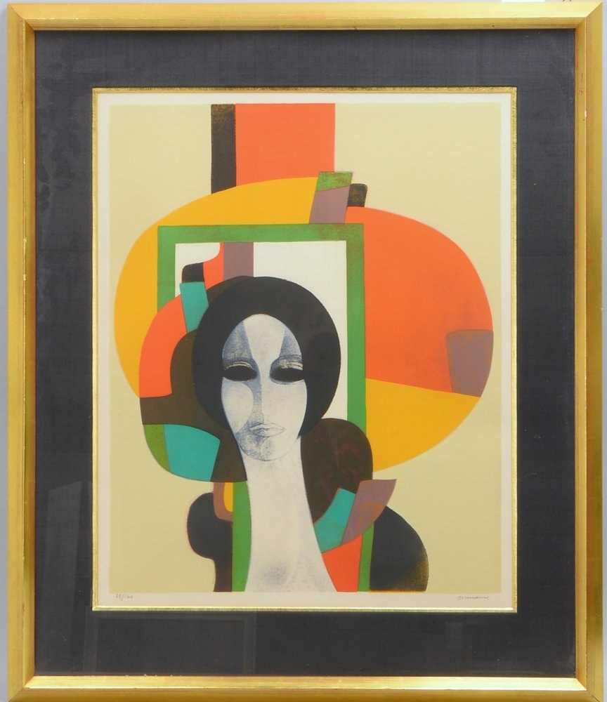 Minaux, André, 'Portrait', Farblithogr., Aufl. '89/140', sign.; Rahmenmaße 90 x 76 cm