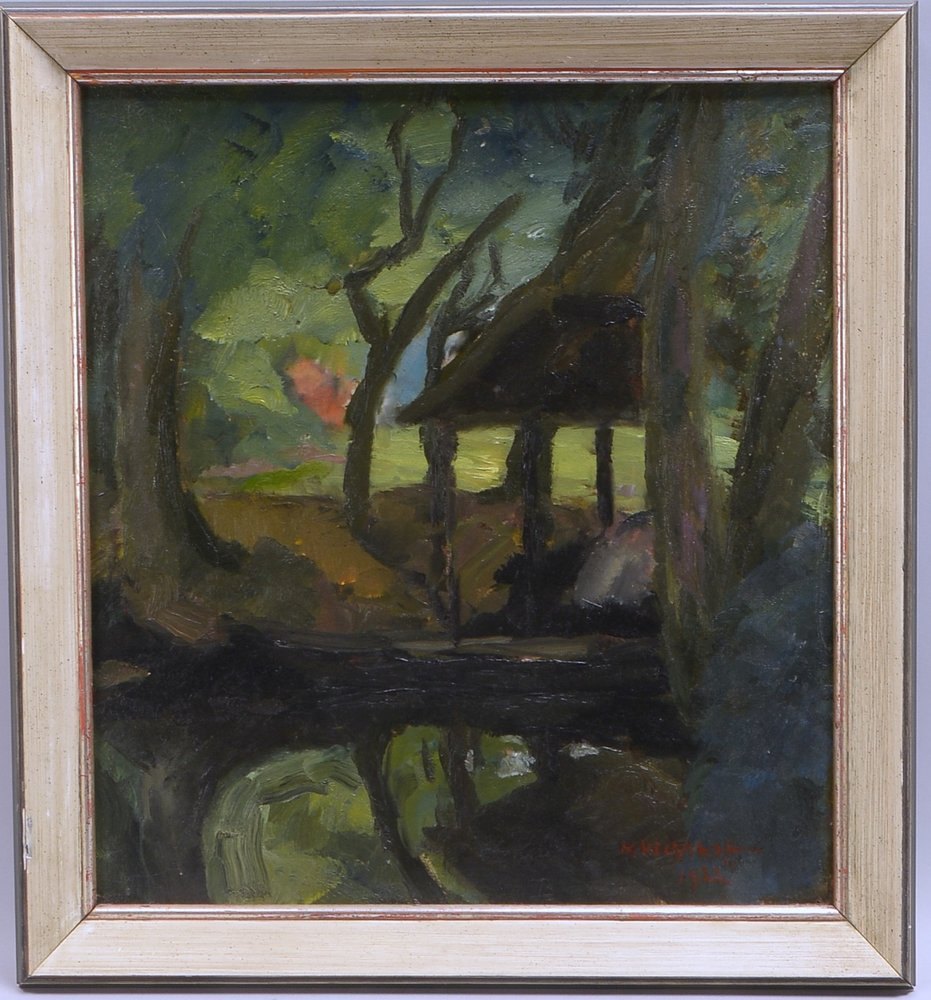 Westhoff, Helmuth, 'Landschaft im Teufelsmoor', Öl auf Platte/ger., sign./dat. '1922'