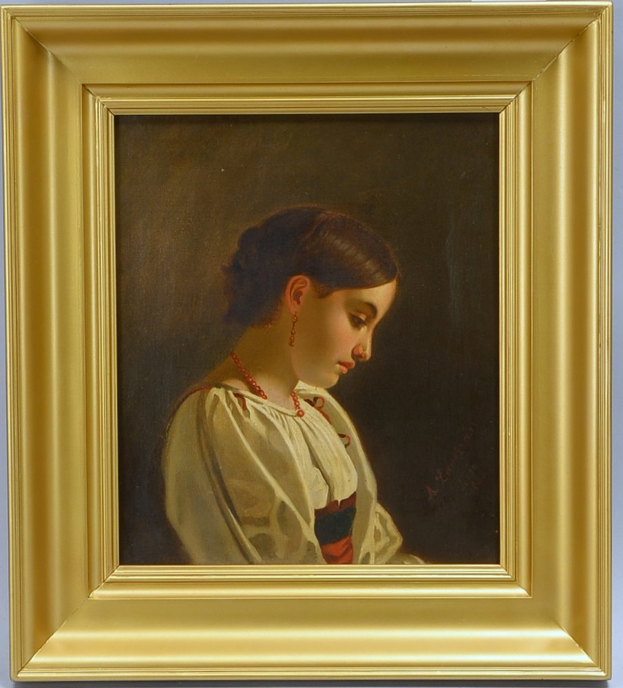 Lavezzari, A.K., 'Damenportrait', Öl/Lw, sign. und ortsbez./dat.; Rahmenmaße 49 x 43,5 cm