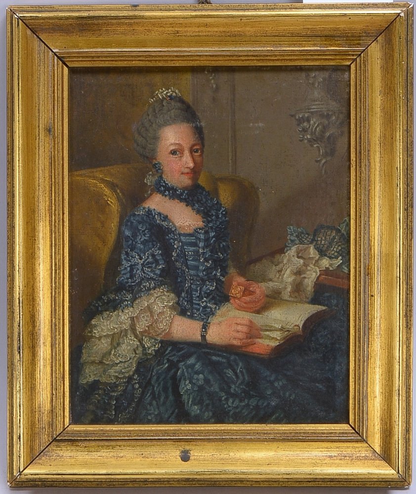 Gemälde, 'Portrait einer Dame des Hochadels', Öl/Lw, unsign., verso (unles.) bez.