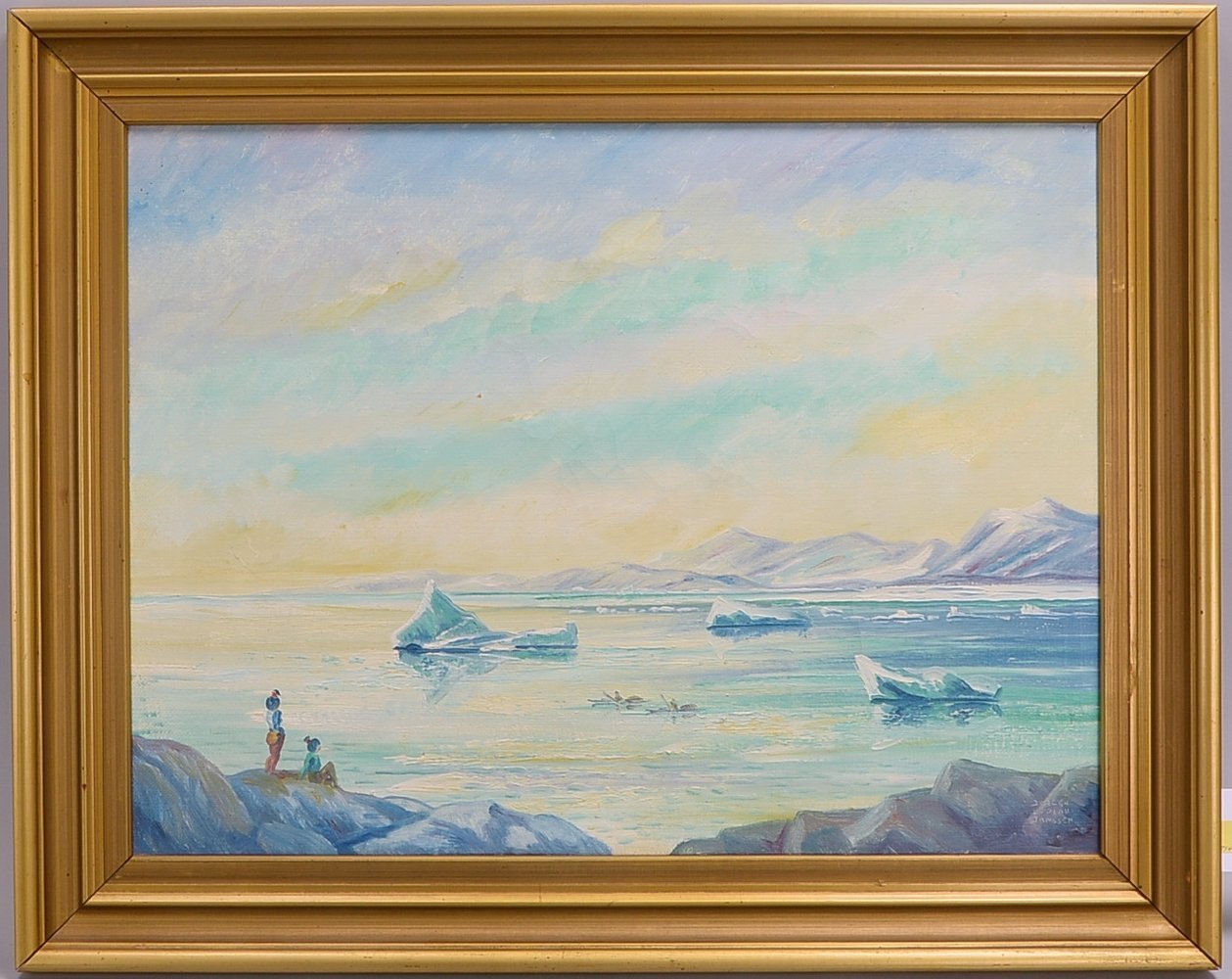 Janssen, Jørgen Luplau, 'Gröndlandansicht', Öl/Lw, sign.; Rahmenmaße 50 x 66 cm