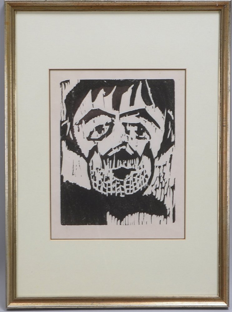 Tappert, Georg, 'Clown II', Holzschnitt (1910), unsigniert, unter PP hinter Glas