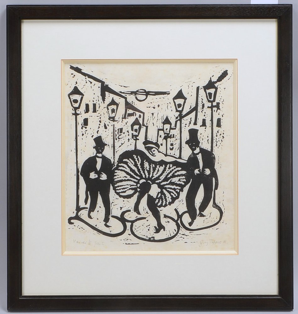 Tappert, Georg, 'Varieté III', Linolschnitt, bleisign./dat. (19)'12', unter PP hinter Glas