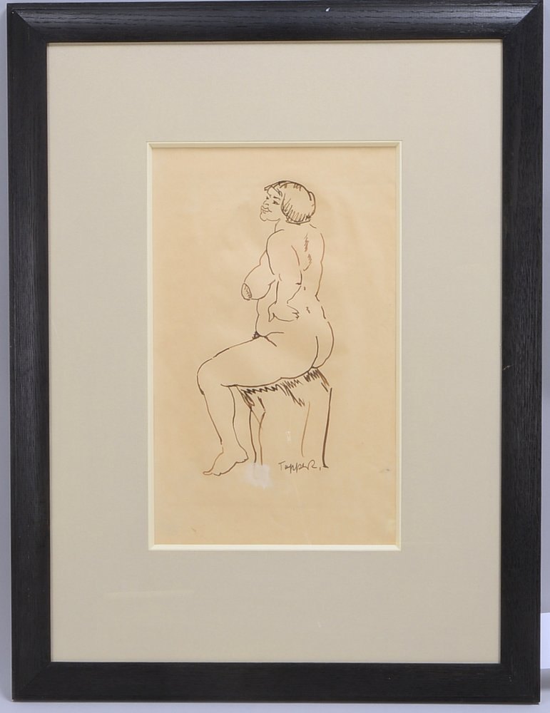 Tappert, Georg, 'Sitzende Betty', Federzeichn. (1913/1914), sign., hinter Glas