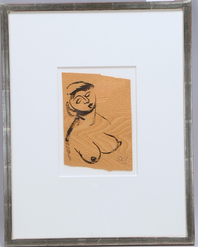 Seitz, Gustav, 'Akt', Tuschezeichn./Holz, unten re. bleisign., unter PP hinter Glas