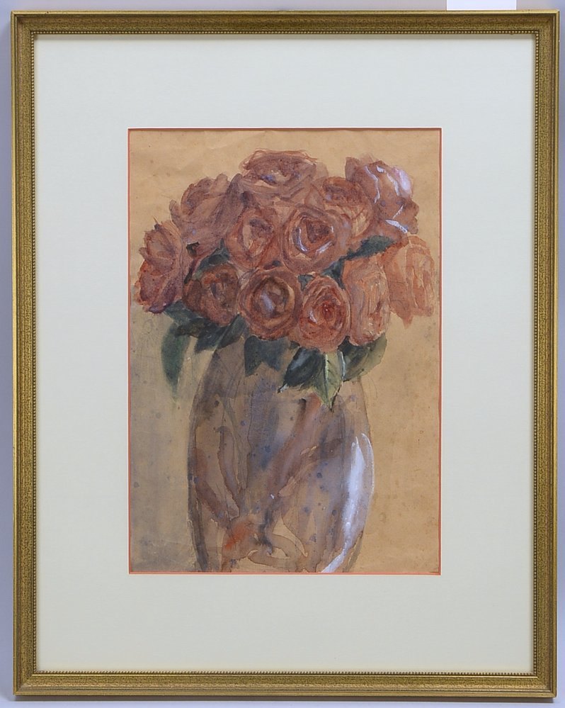Aquarell, 'Rosen', unsign., unter PP hinter Glas ger. - ungeöffnet; Ausschnitt: 35,5 x 24,5 cm