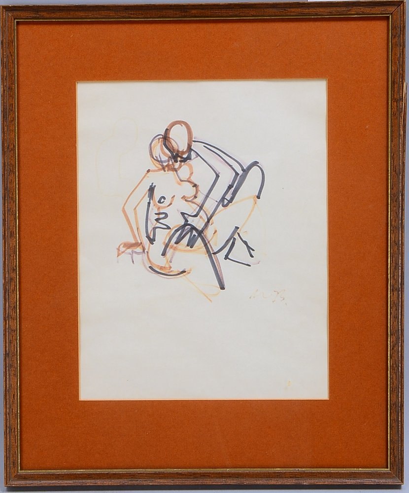Schwarz, Heinrich, , 'Liebesspiel', Filzstift, unten re. sign./dat. (19)'73', hinter Glas