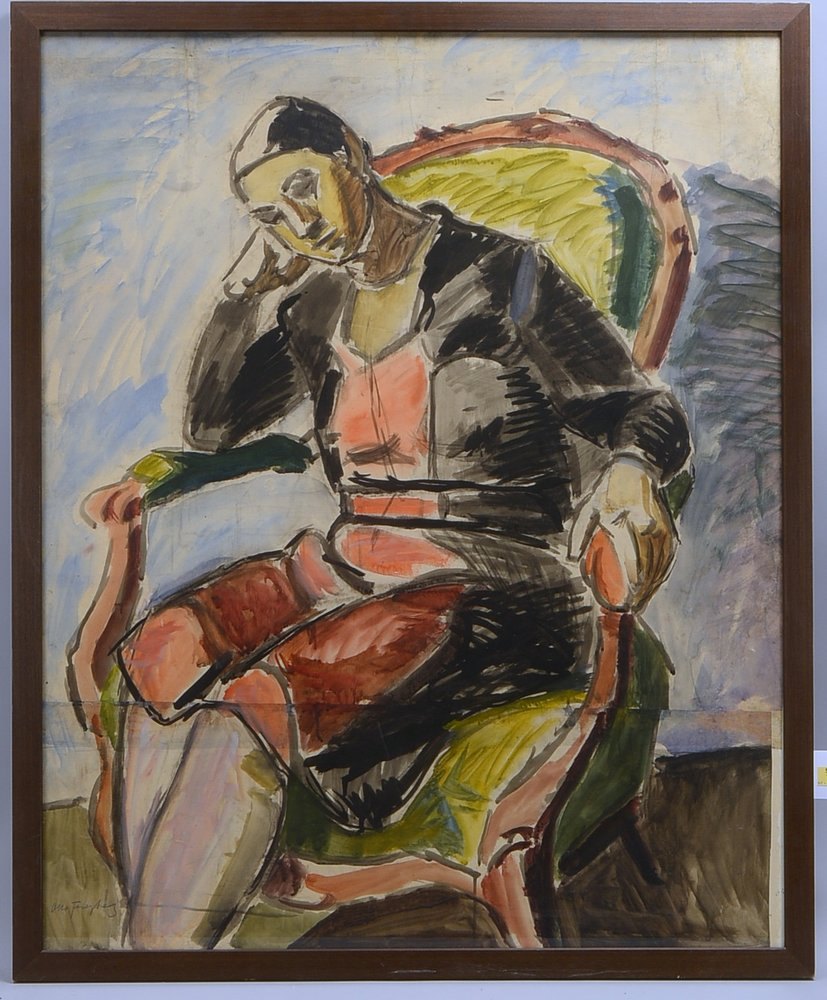 Freytag, Otto, ' Im Gedanken', Aquarell, unten li. sign., hinter Glas - 2-tlg.