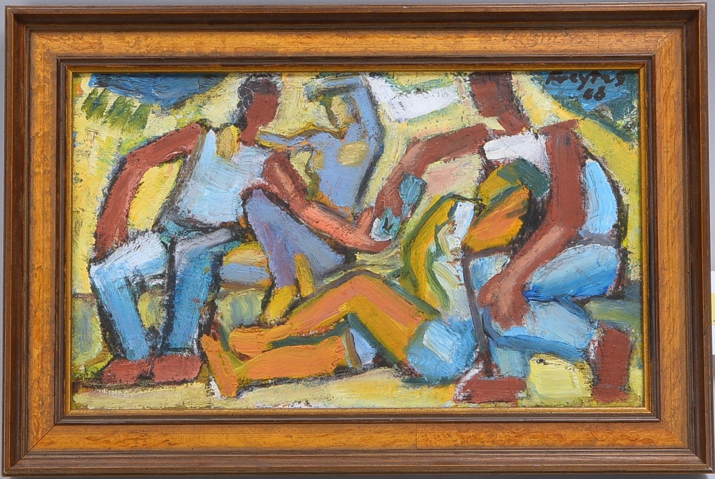 Freytag, Otto, 'Picknick', Öl/Holz, oben re. sign./dat. (19)'68'; Rahmenmaße 30 x 45 cm
