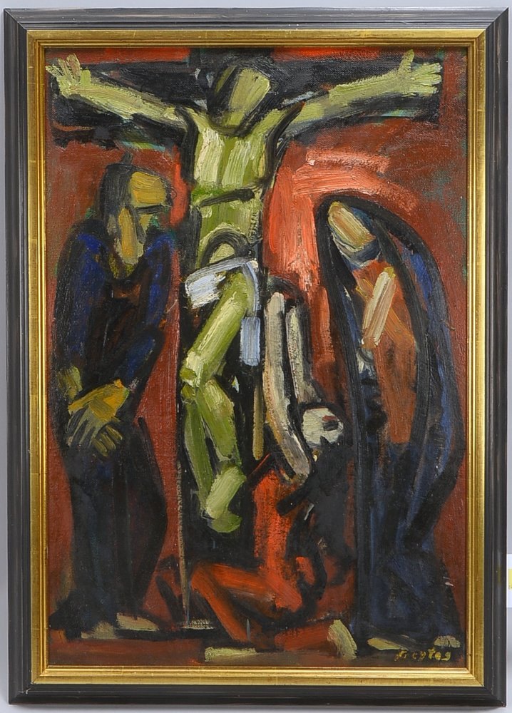 Freytag, Otto, 'Kreuzigung', Öl/Hf, unten re. sign.; Rahmenmaße 71 x 51 cm