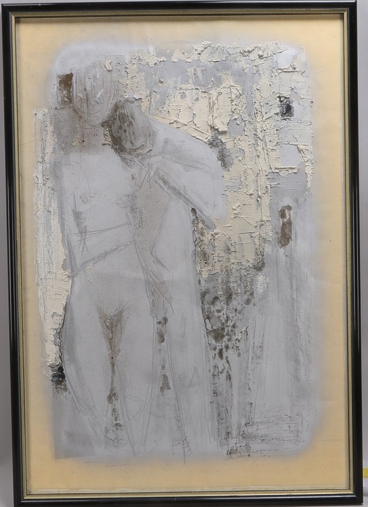 Schwarz, H., 'Paar', Mischtechnik/Karton, sign./dat.; Rahmenmaße 100 x 70 cm