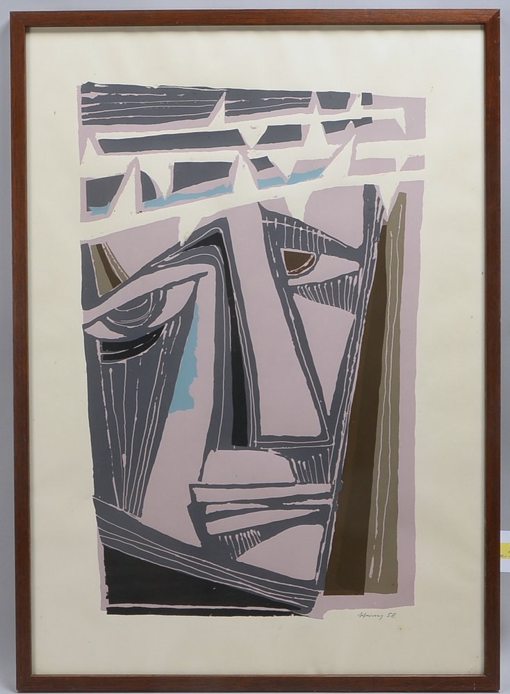 Schwarz, Heinrich, 'Jesus', Linolschnitt, sign./dat. (19)'58'; Rahmenmaße 89 x 63 cm