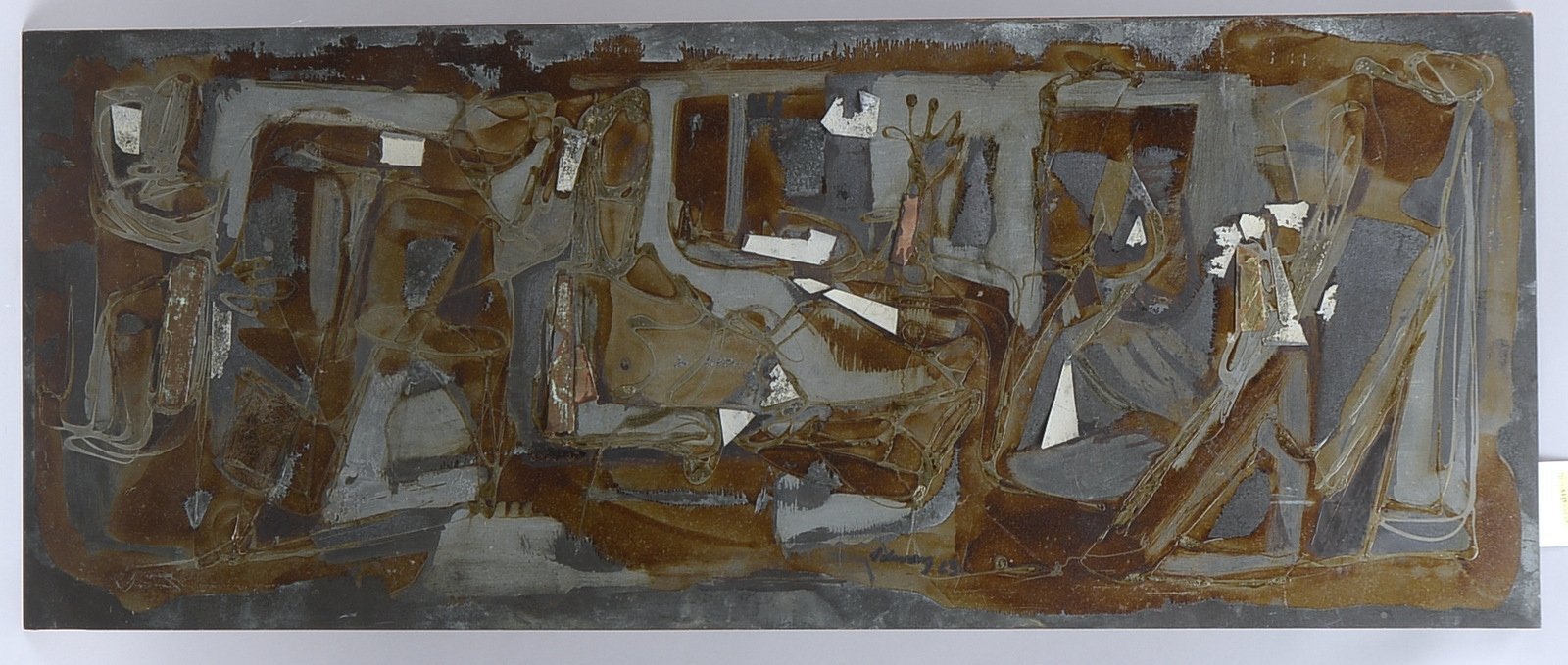 Schwarz, H., 'Olympia', Mischtechn. - Kupfer/Bronze und Zink auf Holz, sign./dat. (19)'63'