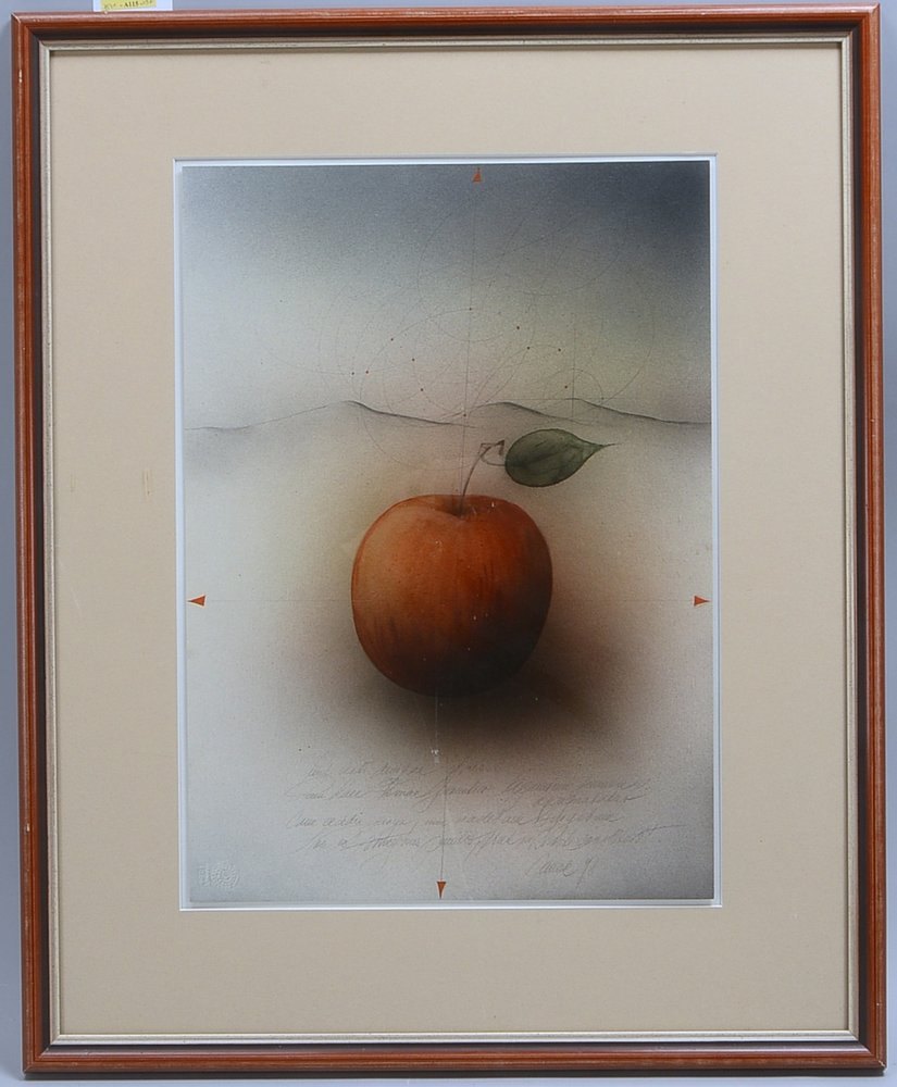 Janak, Alois, 'Roter Apfel', aquarell. Zeichn./Mk, sign./dat. (19)'78', hinter Glas