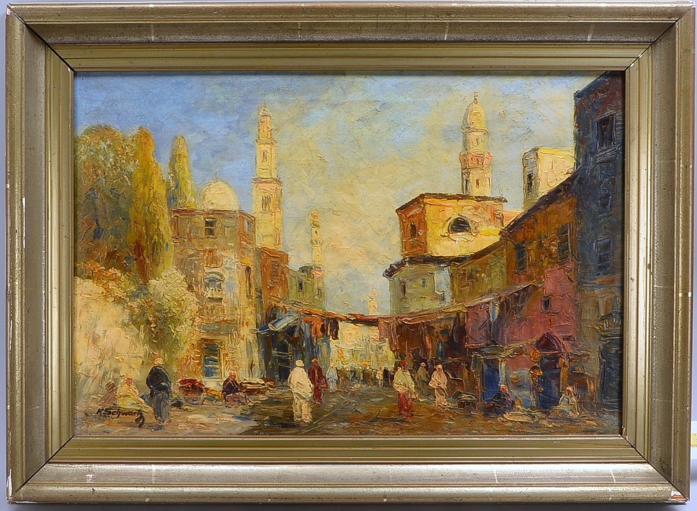 Kaufmann, K., 'Oriental. Marktszene', Öl/Lw, sign. 'K. Schwartz' (Pseudon.); Maße 54 x 80 cm