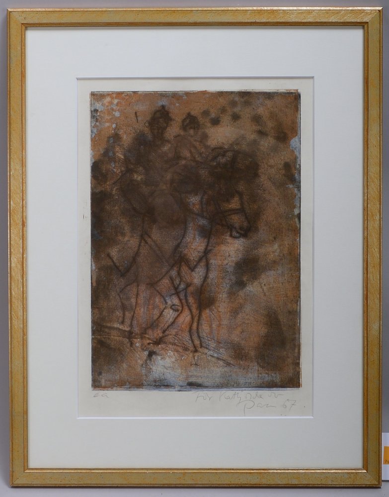 G'Schrey, Paran, 'Kavalkade', Farbrad., sign./dat. (19)'67', mit Widmung, hinter Glas