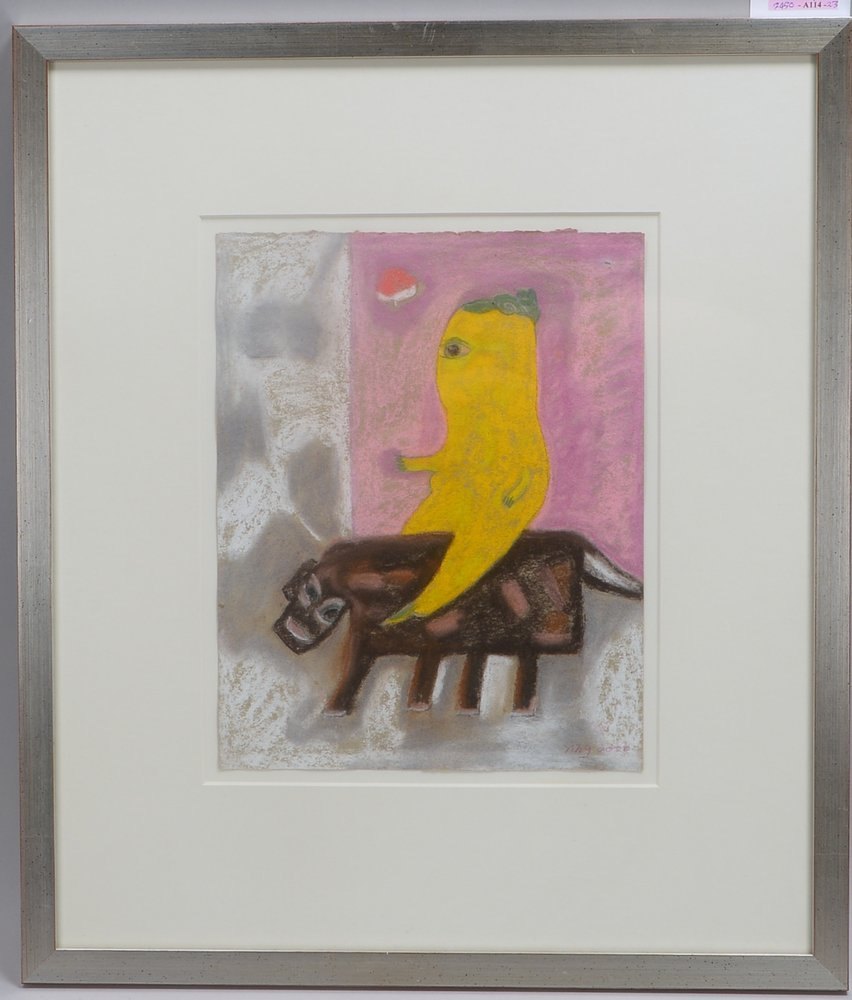 Doo, Ying, 'Reiter', Kreidepastell (aus Worpsweder Kunstschau), sign., unter PP hinter Glas