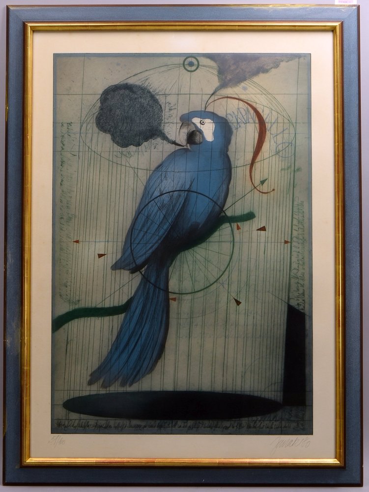 Janak, Alois, 'Papagallo', gr. Farbradierung, Aufl. '51/100', sign., hinter Glas