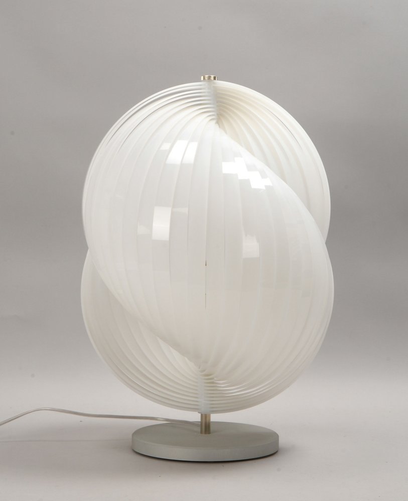 Designer-Tischleuchte, 'Escargot 2', Plexiglas-Lamellen, elox. Alufuß, Entw. N. Heilmann