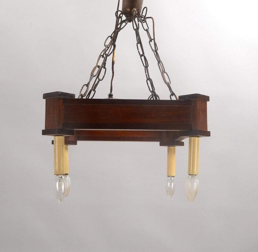 Deckenlampe, 4-fl., quadrat., Kettenhängung, orig. Kabel - ungepr.!
