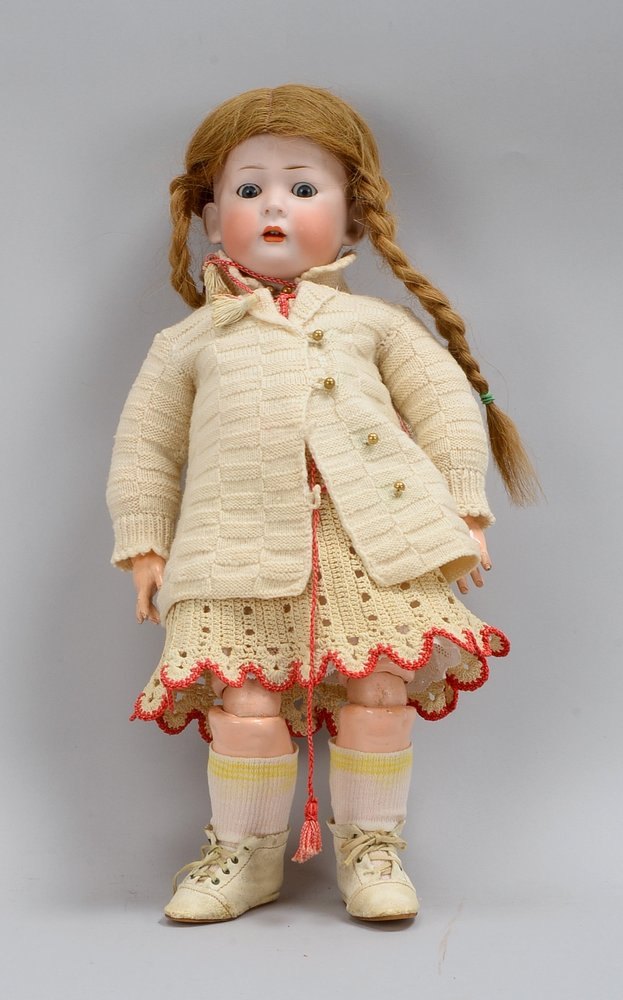 König & Wernicke, Charakterpuppe 'Zopfmädchen', gem. 'K&W, 1070, 9', Porz.-Kopf