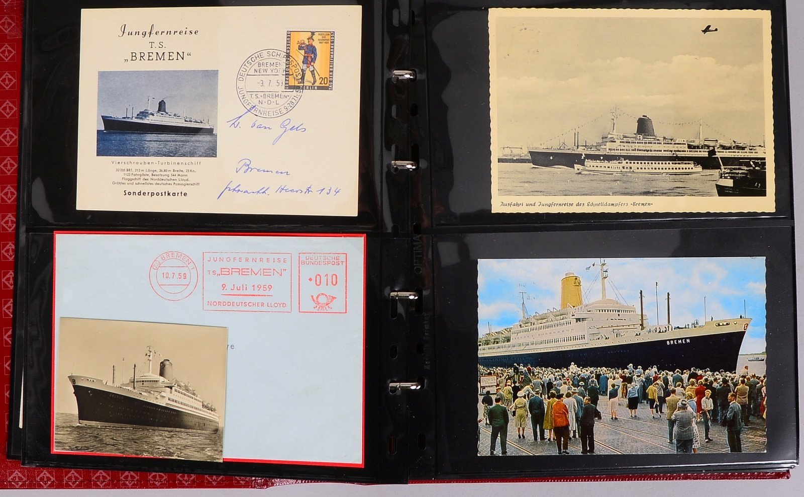 'NDL'-Sammelalbum, 'TS Bremen'/'MS Europa', 80x orig. Karten und Briefe; und Katalog