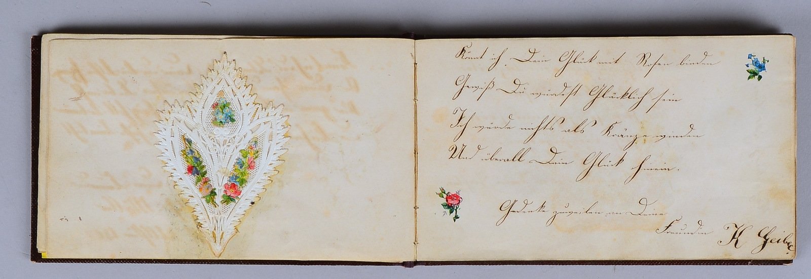 Sammler-Poesiealbum; persönl. Verse/Sütterlin und Oblaten - unvollst. befüllt, im Einband