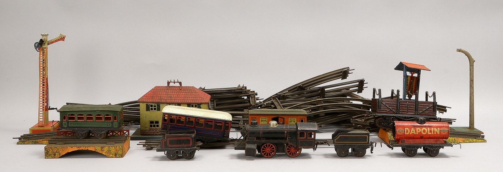Modelleisenbahn-Konvolut, Karl Bub, 'Spur 0', Dampflok mit div. Waggons/Schienenmat.
